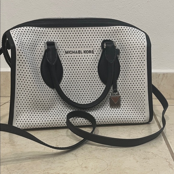 Michael Kors Black and White Satchel - Picture 1 of 3